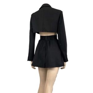 YOYOUKE blazer/dress long sleeve button front open back black